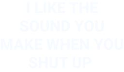 I LIKE THE SOUND YOU MAKE WHEN YOU SHUT UP